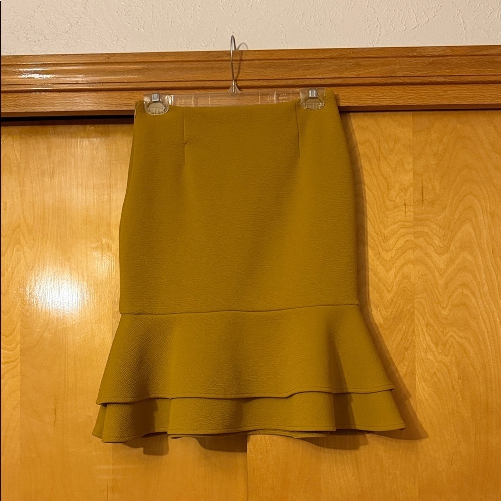 Modcloth Mustard Pencil Skirt with Ruffle Hem
